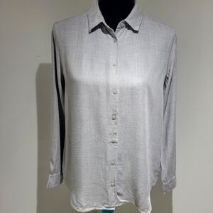 Uniqlo Women's Button Down Collared Long Sleeve Shirt XS Heathered Gray Normcore